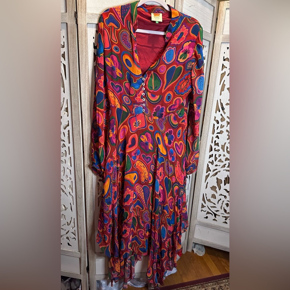 FARM Rio Multicolor Paisley Midi Dress - Red, Pink, Blue, Green, Orange - Picture 3 of 7
